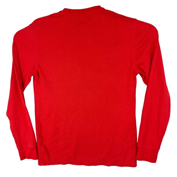 Polo Ralph Lauren Shirt Men M Red Waffle Knit Thermal Long Sleeve Tuxedo Bear - Picture 2 of 9